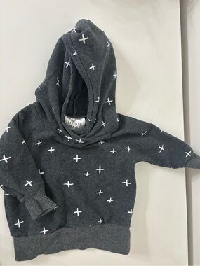 Mebie Baby Charcoal Hoodie with White Cross Print